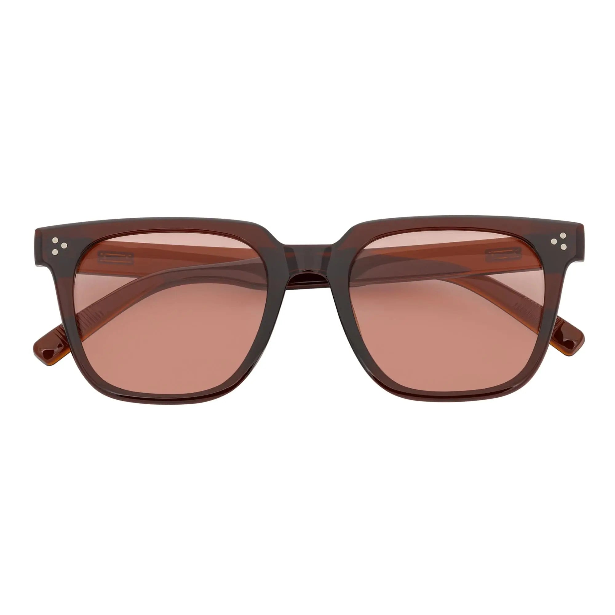 MONDO - Square Horn Rimmed Sunglasses Clear Brown Pink Morspecs