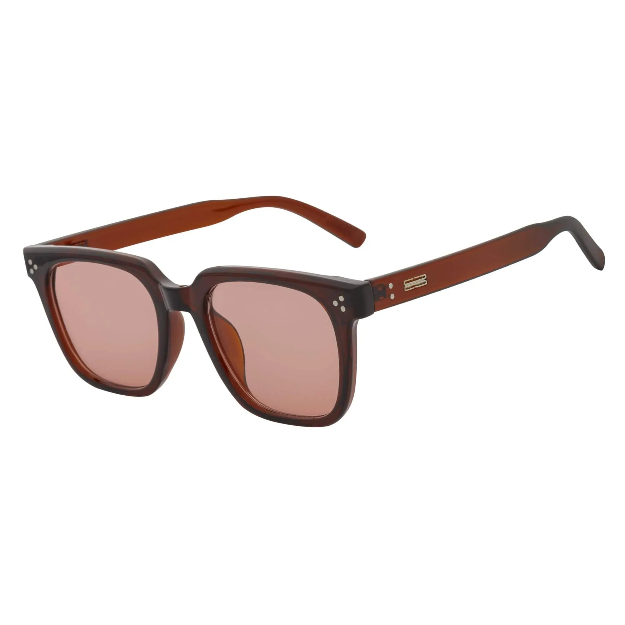 MONDO - Square Horn Rimmed Sunglasses Clear Brown Pink Morspecs