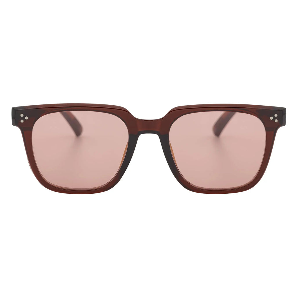 MONDO - Square Horn Rimmed Sunglasses Clear Brown Pink Morspecs