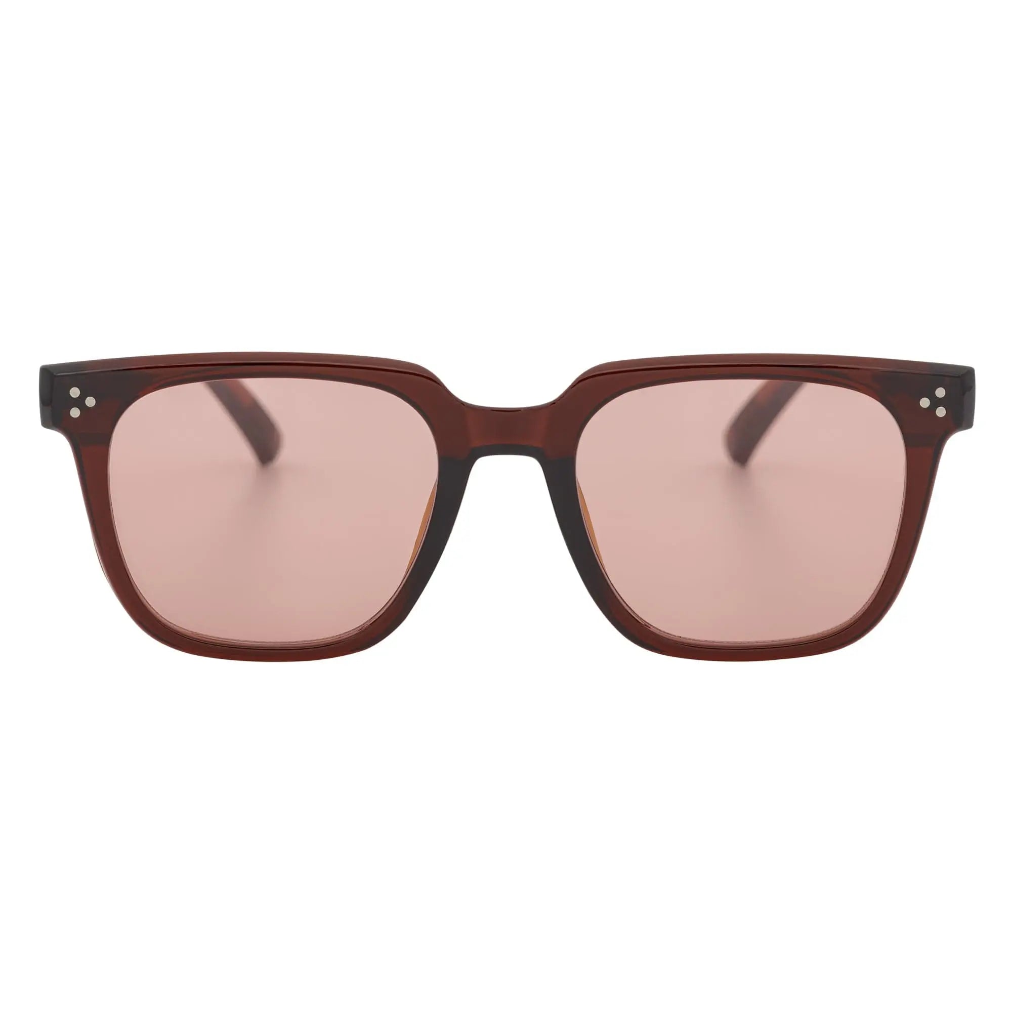 MONDO - Square Horn Rimmed Sunglasses Clear Brown Pink Morspecs