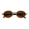 BLING ONE - Rhinestone Round Metal Oval Sunglasses Gold Amber Morspecs