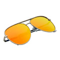 KEY - Oversize Metal Aviator Sunglasses Silver Orange Mirror Morspecs