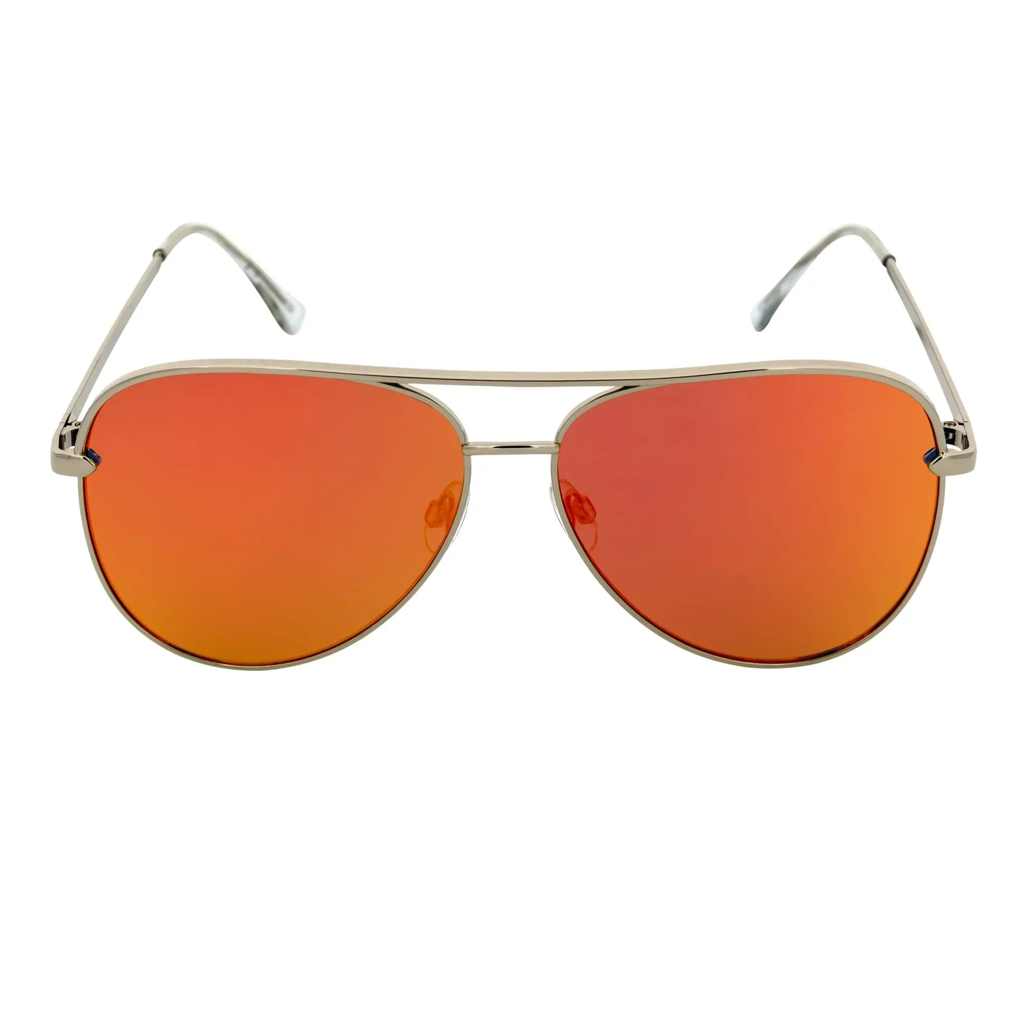 KEY - Oversize Metal Aviator Sunglasses Silver Orange Mirror Morspecs