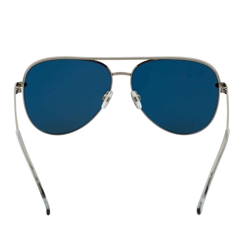 KEY - Oversize Metal Aviator Sunglasses Silver Orange Mirror Morspecs