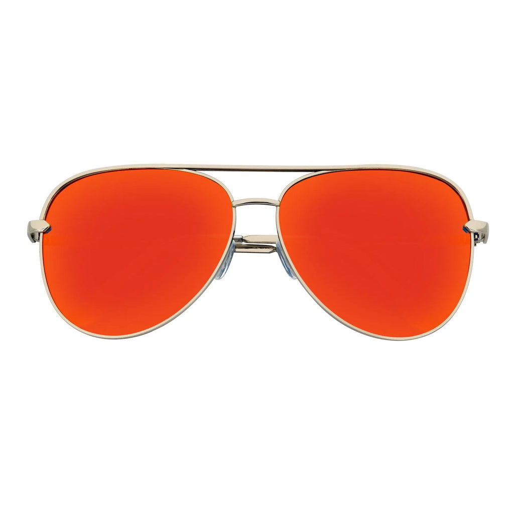 KEY - Oversize Metal Aviator Sunglasses Silver Orange Mirror Morspecs