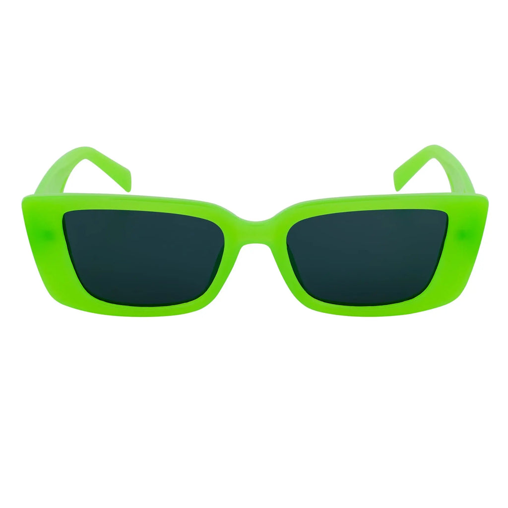 MODCAT - Small Cat Eye Rectangle Sunglasses Neon Green Smoke Morspecs