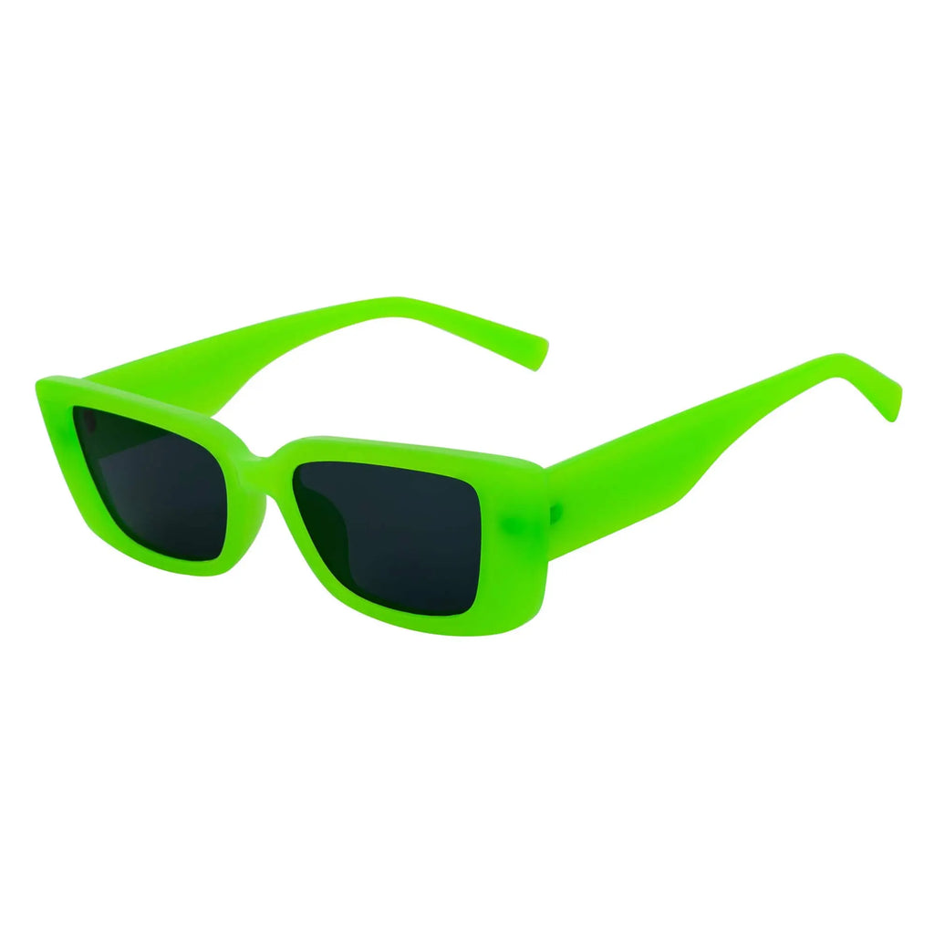 MODCAT - Small Cat Eye Rectangle Sunglasses Neon Green Smoke Morspecs