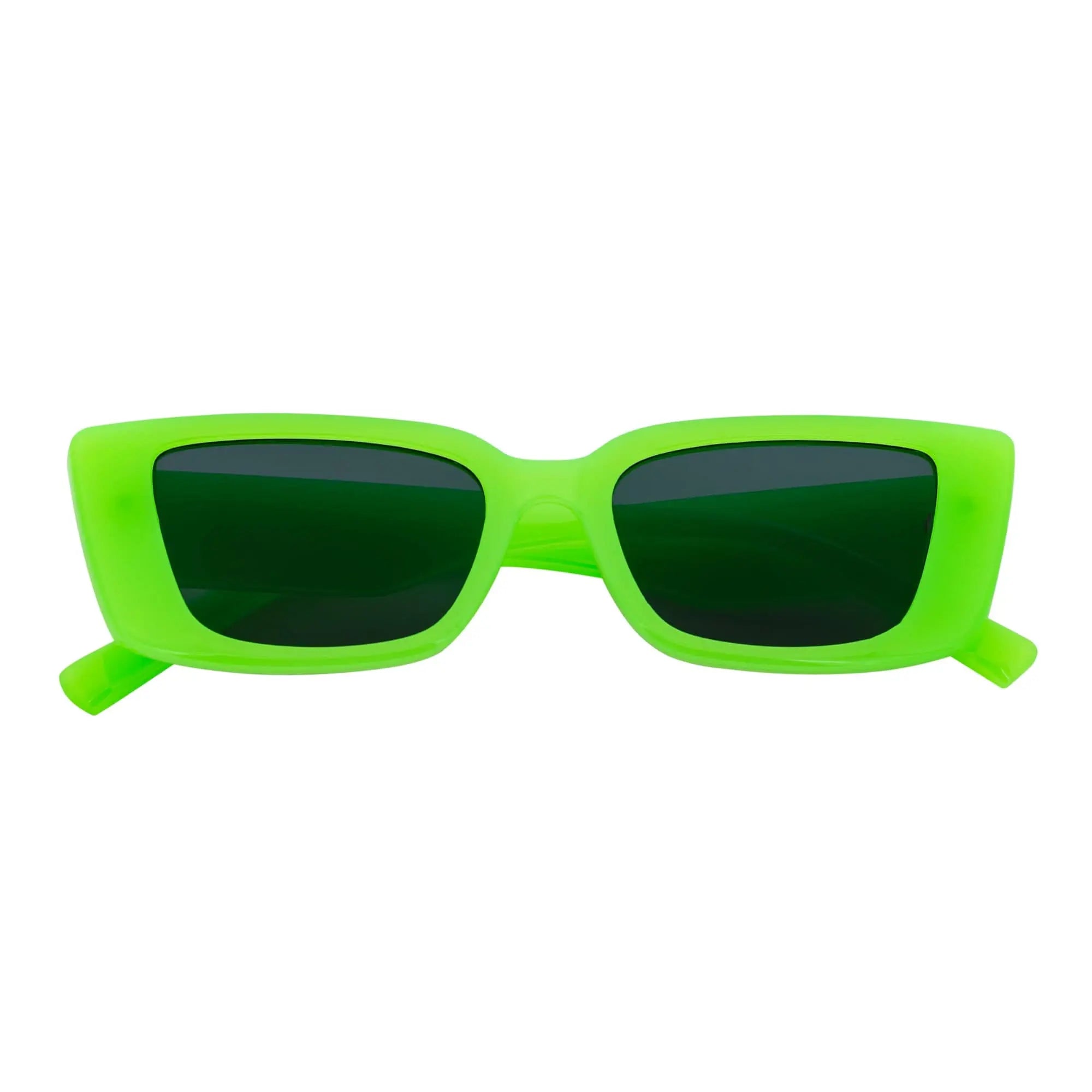 MODCAT - Small Cat Eye Rectangle Sunglasses Neon Green Smoke Morspecs