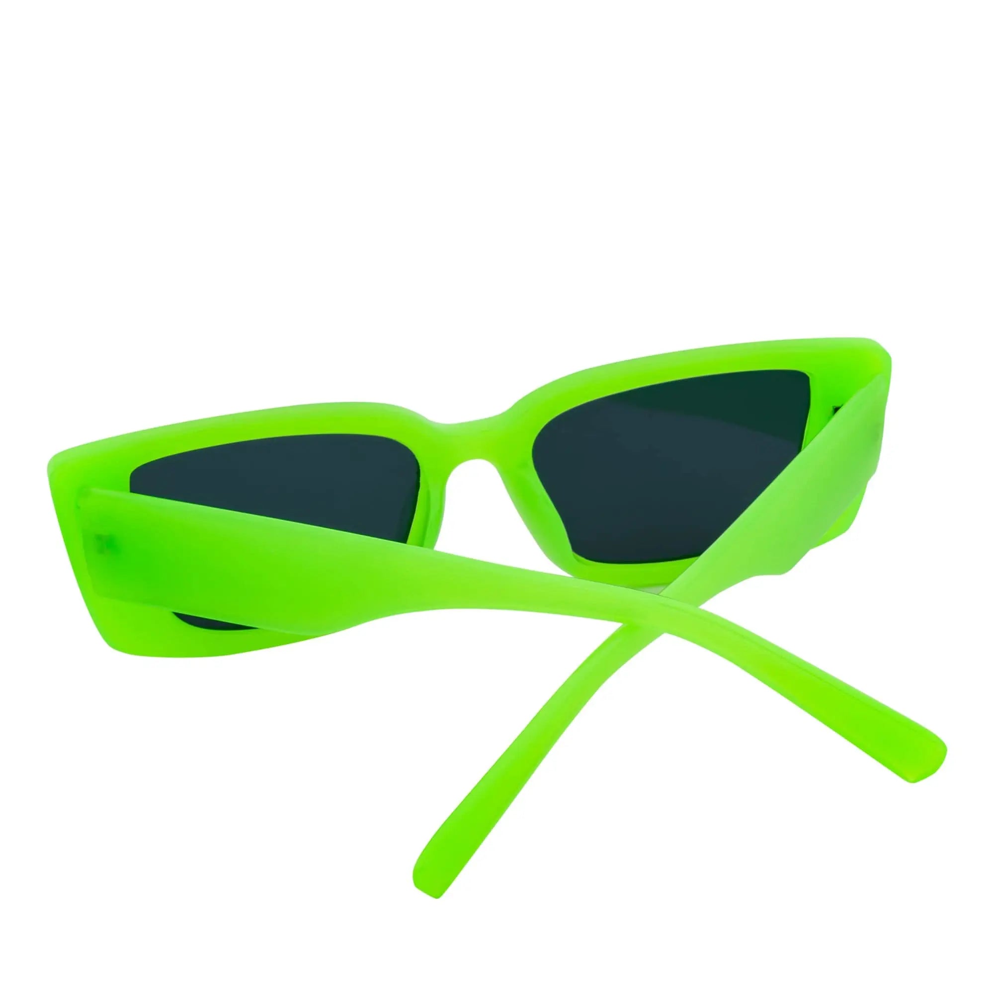 MODCAT - Small Cat Eye Rectangle Sunglasses Neon Green Smoke Morspecs