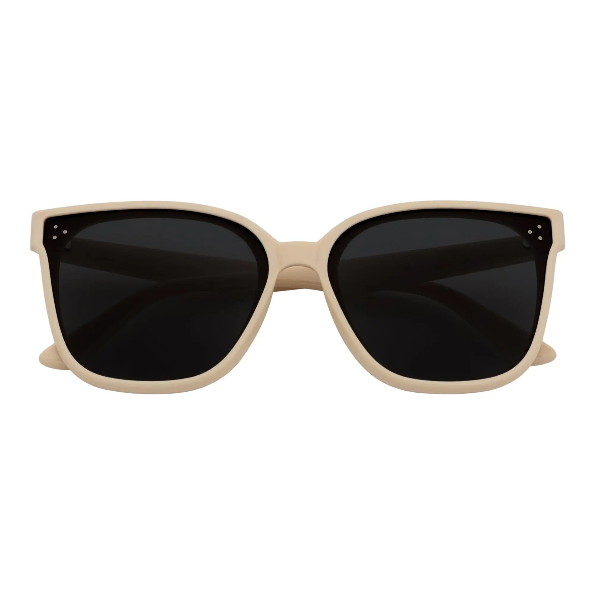 MYA - Polarized Womens Oversize 3 Pin Cat Eye Sunglasses Creme Smoke Morspecs
