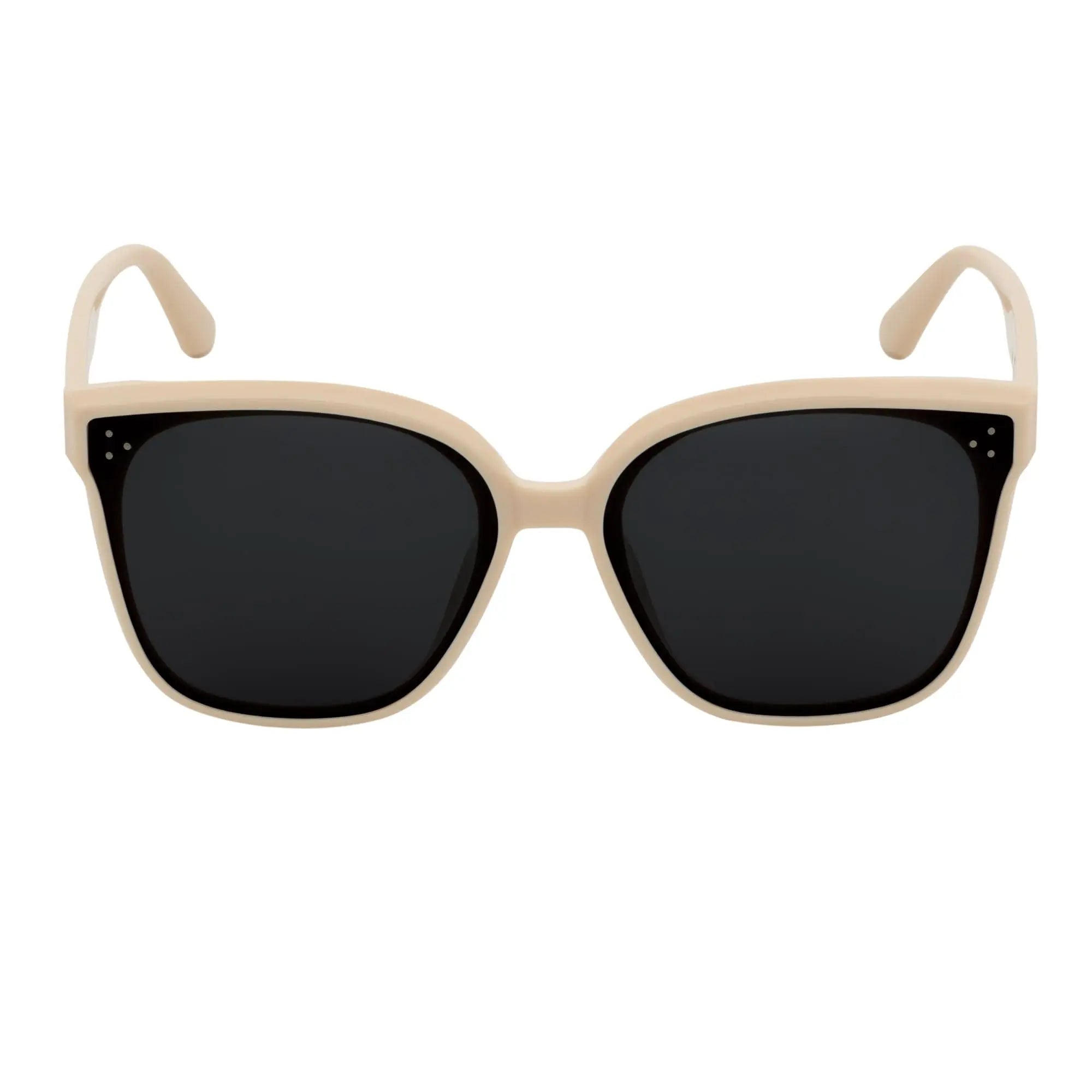MYA - Polarized Womens Oversize 3 Pin Cat Eye Sunglasses Creme Smoke Morspecs