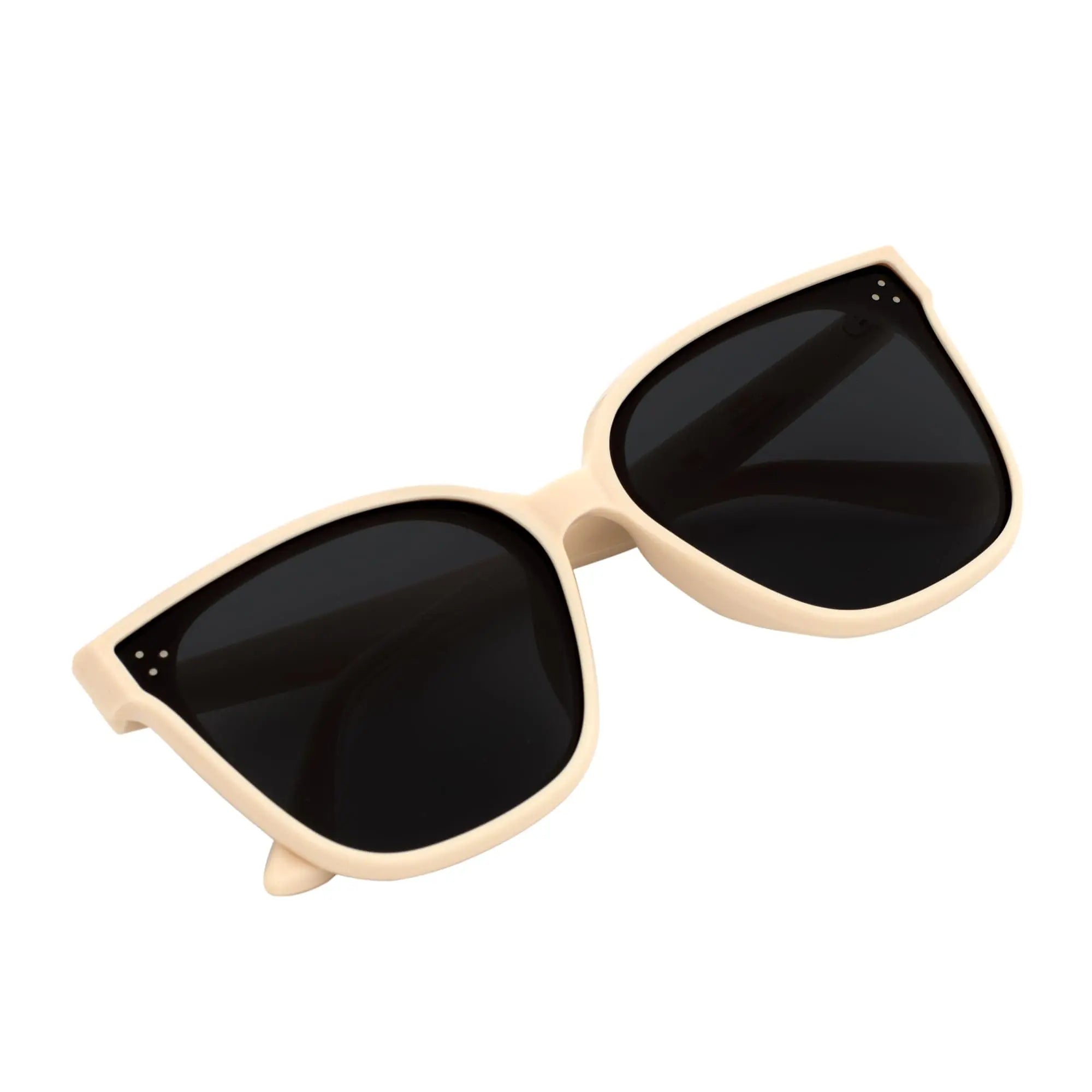 MYA - Polarized Womens Oversize 3 Pin Cat Eye Sunglasses Creme Smoke Morspecs