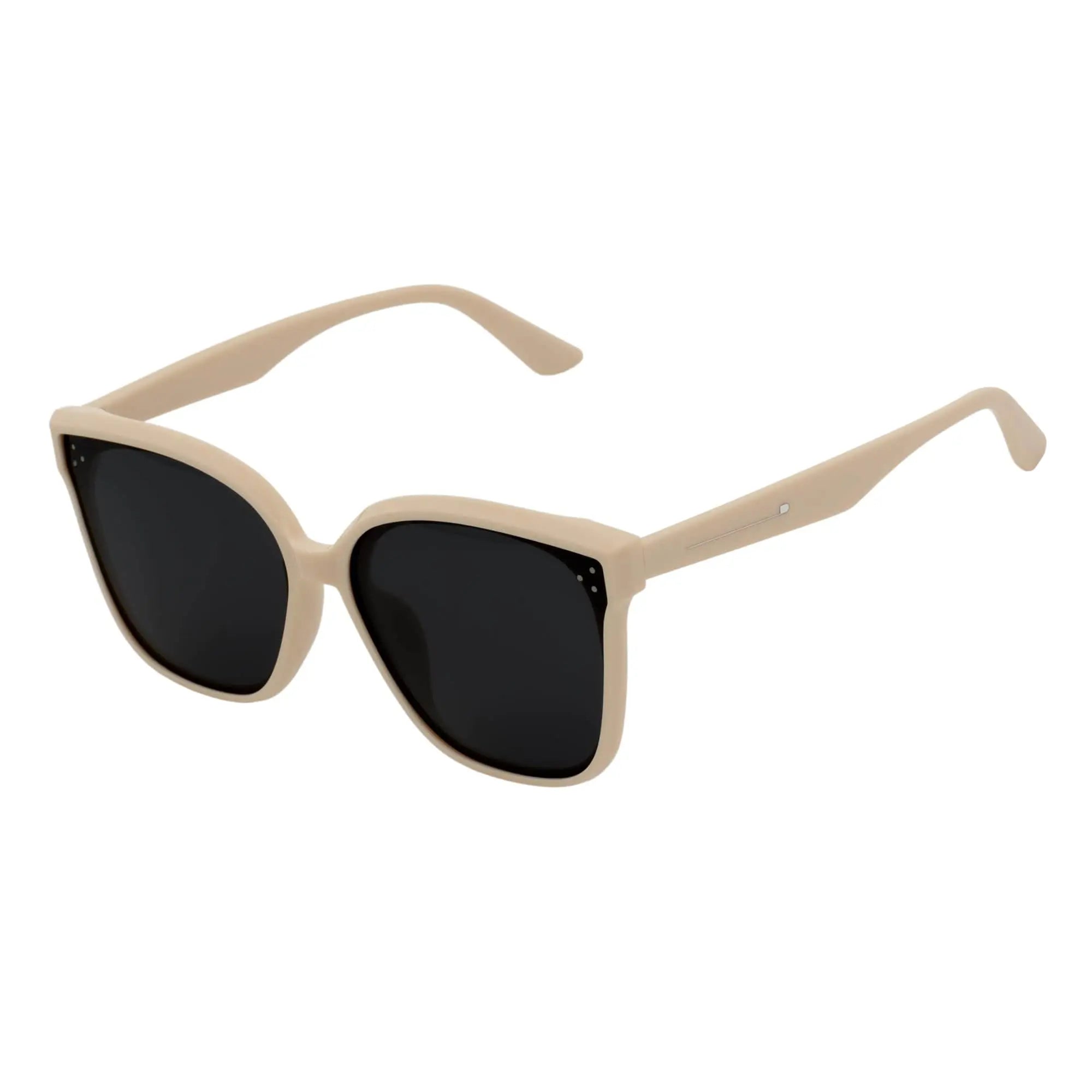 MYA - Polarized Womens Oversize 3 Pin Cat Eye Sunglasses Creme Smoke Morspecs