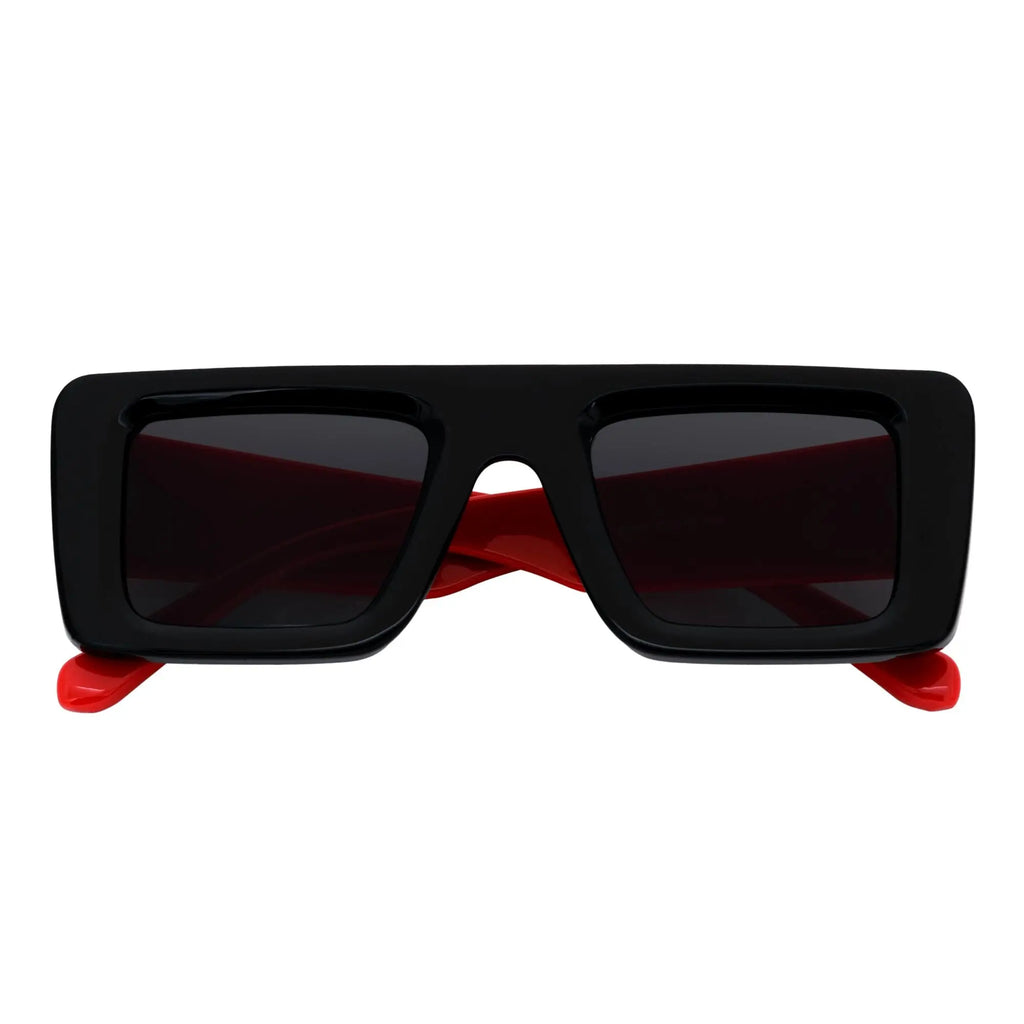 OFFSET - Rectangle Sunglasses Black-Red Smoke Morspecs