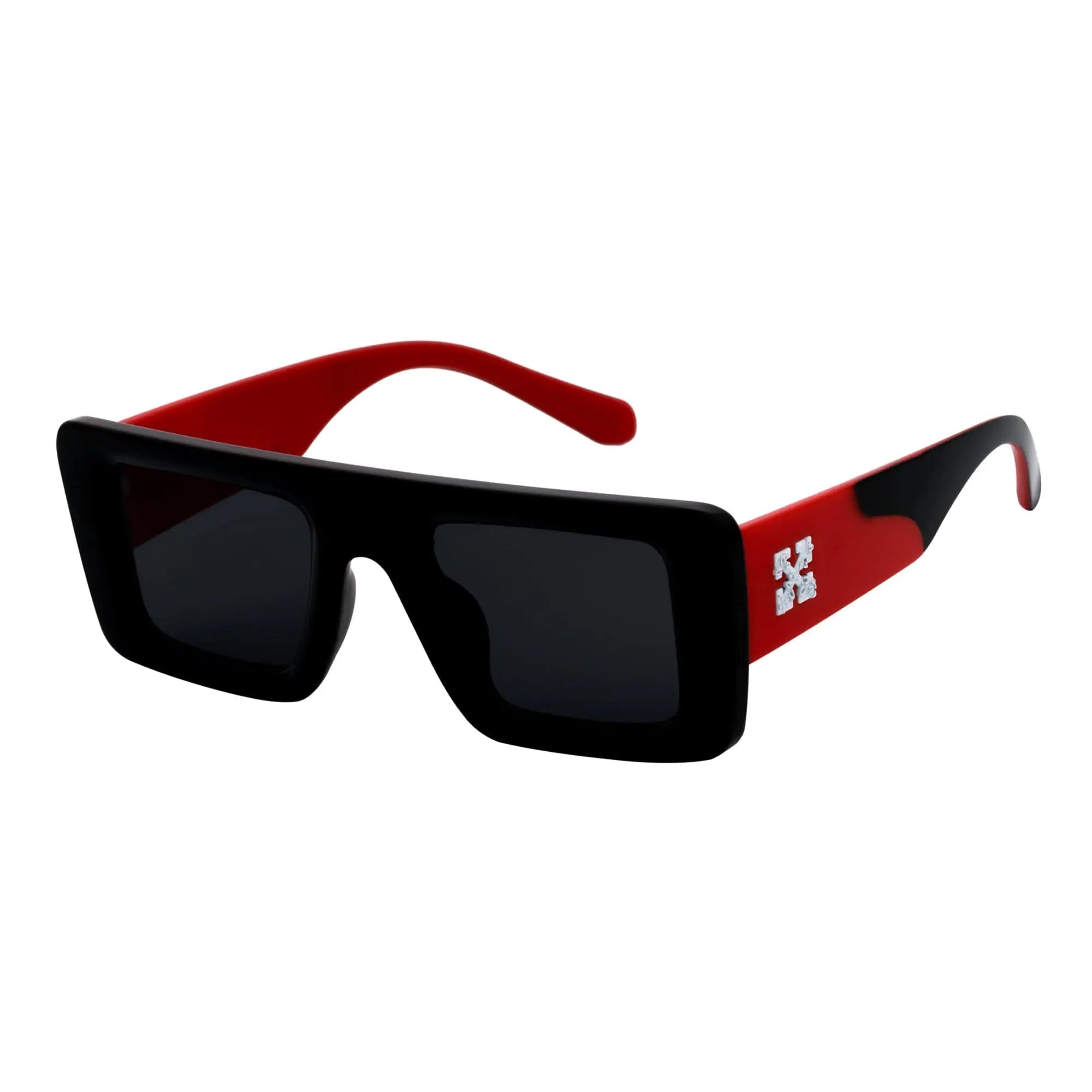 OFFSET - Rectangle Sunglasses Black-Red Smoke Morspecs