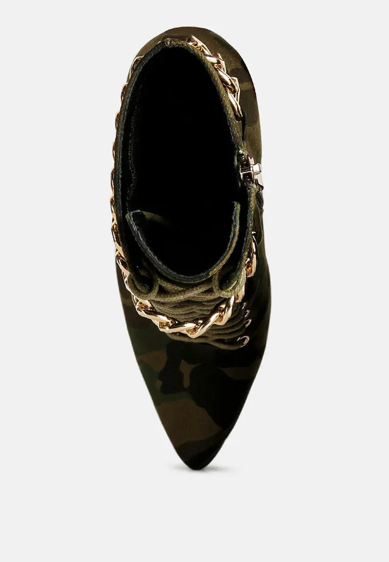 Moulin Ringed Stiletto Camouflage Ankle Boot London Rag
