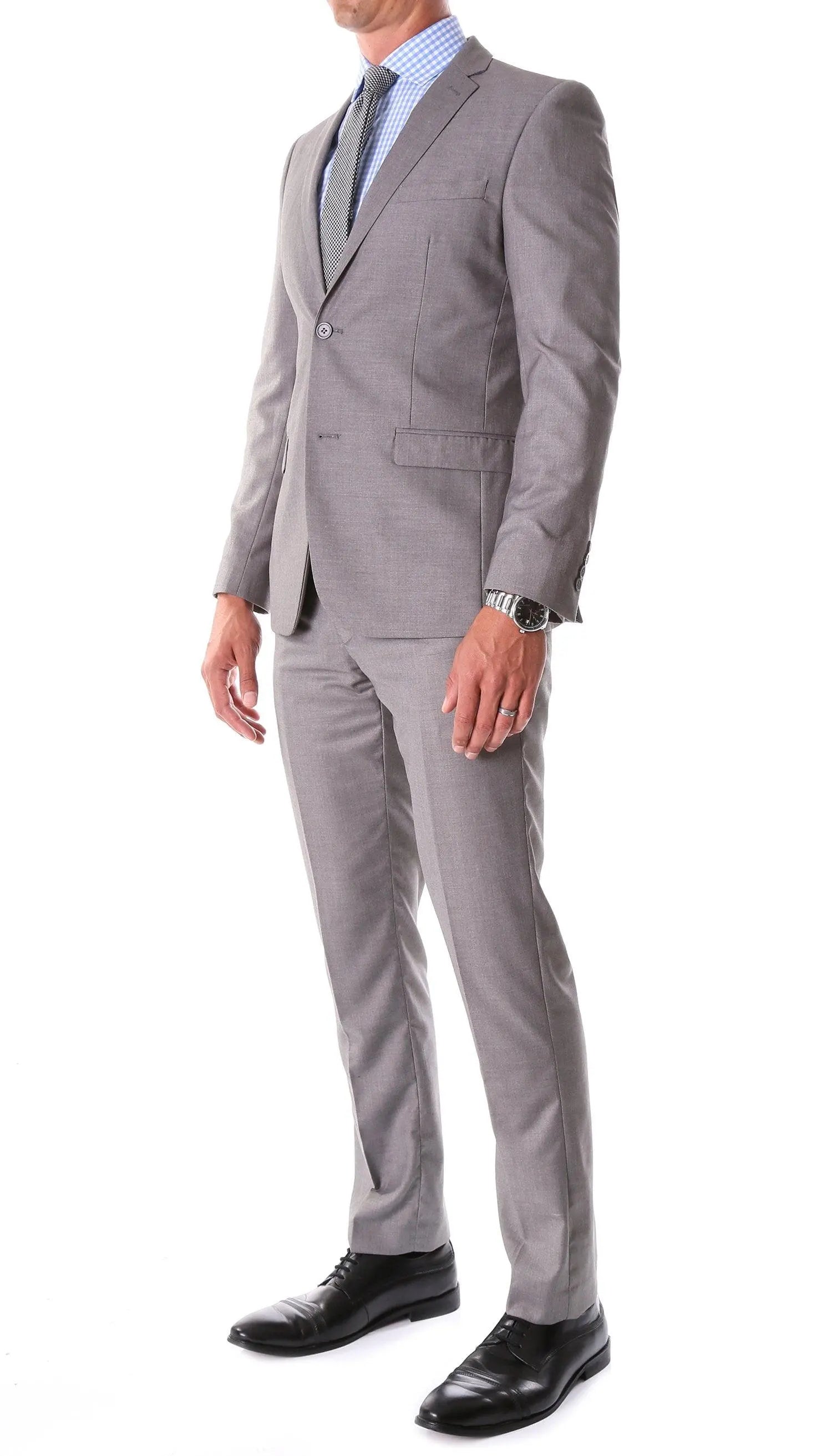 Oslo Grey Notch Lapel 2 Piece Slim Fit Suit Ferrecci