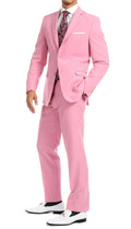 Paul Lorenzo Mens Pink Slim Fit 2 Piece Suit-3