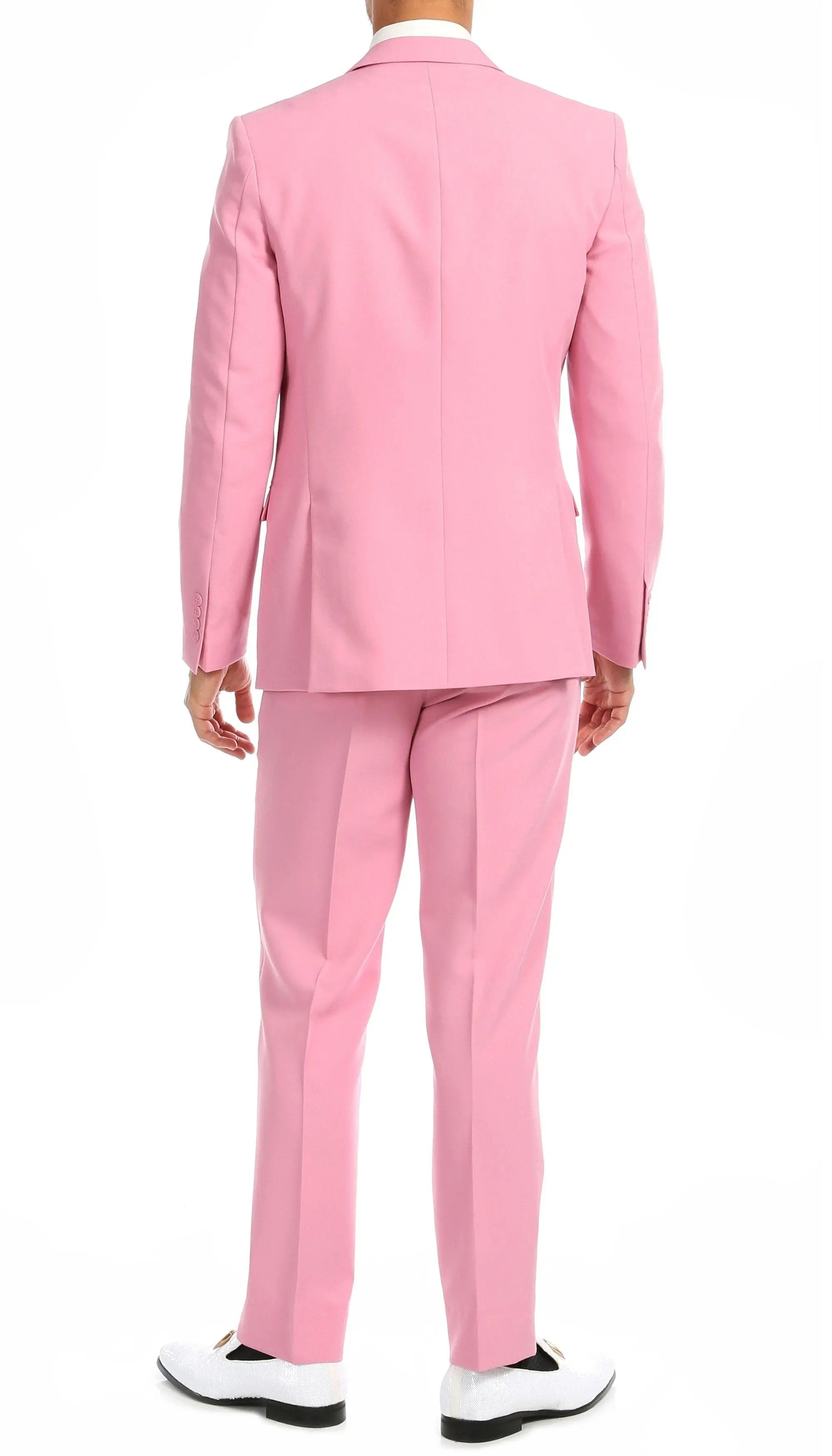 Paul Lorenzo Mens Pink Slim Fit 2 Piece Suit-4