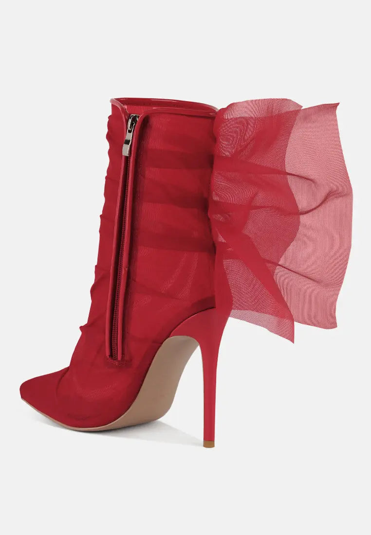 Princess Organza Wrapped Style Heeled Ankle Boots London Rag