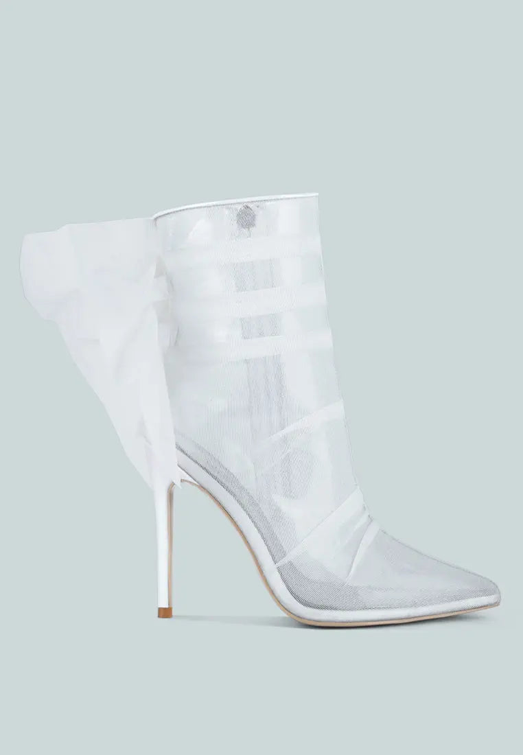 Princess Organza Wrapped Style Heeled Ankle Boots London Rag