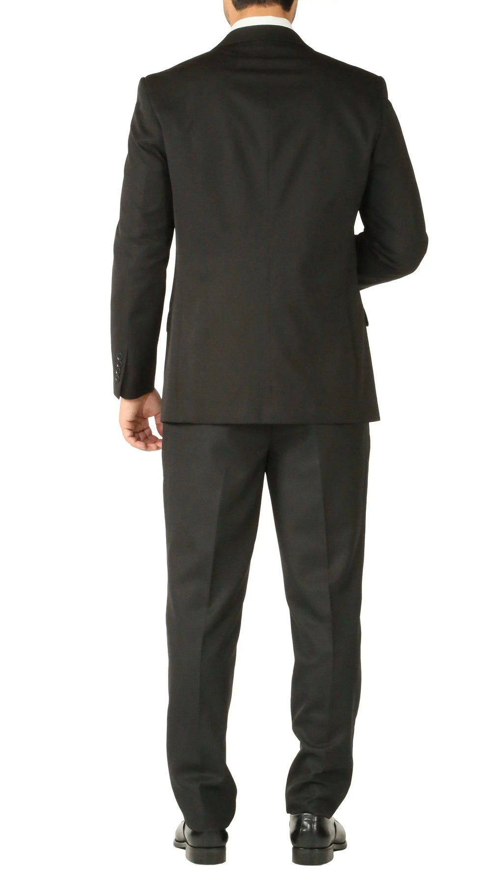 Rod Premium Black 2 Piece Wool Suit Stain Resistant Traveler Suit with 2 Pairs of Pants FERRECCI
