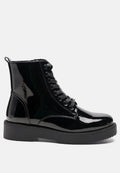 Rubble Statement Pu Lace Up Ankle Boots London Rag