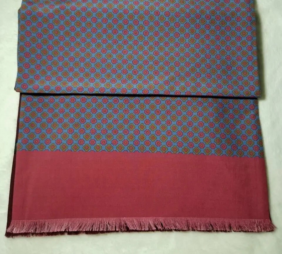 Reversible Red & Blue Floral Ancient Madder Silk Scarf Potomac Tie Company LLC