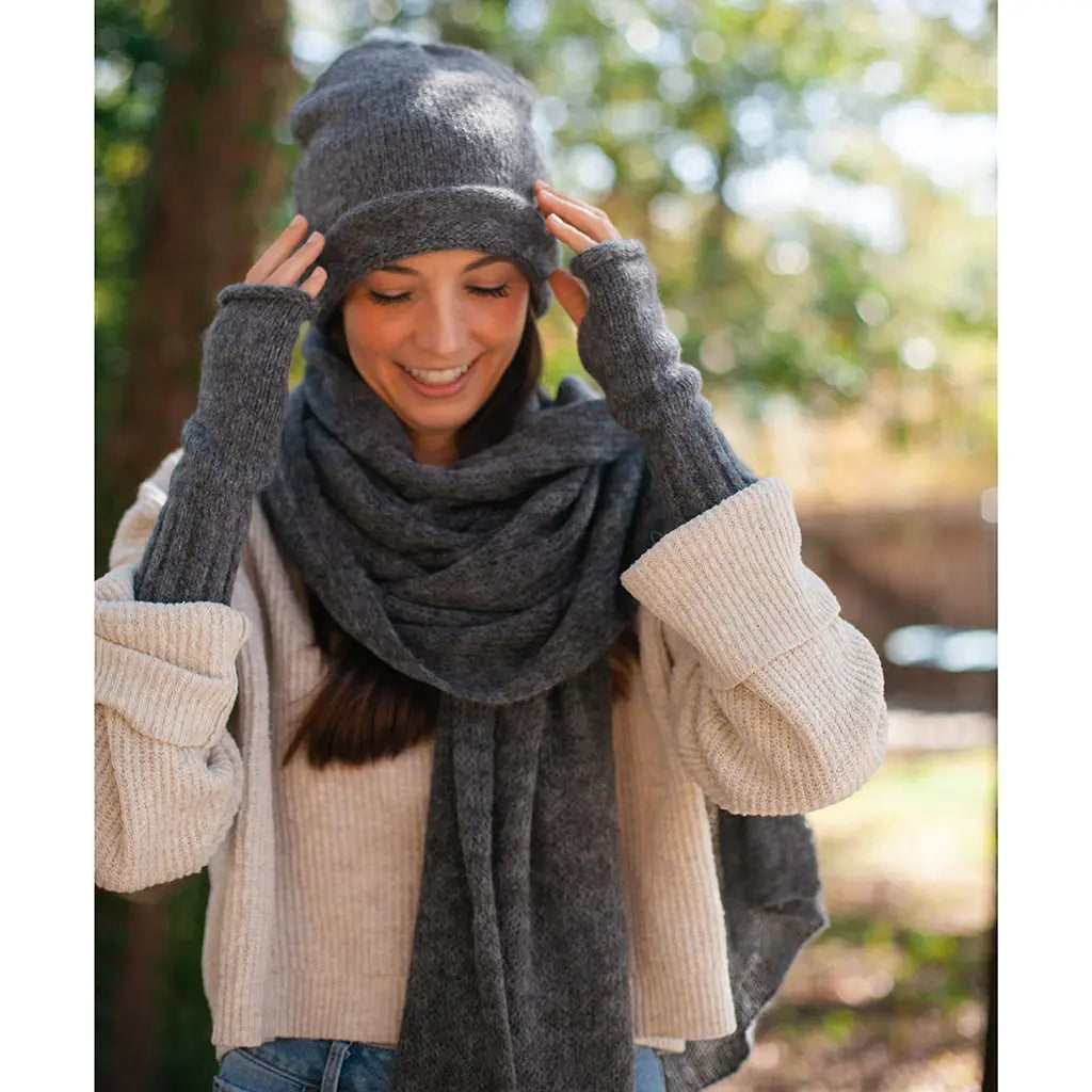Charcoal Essential Knit Alpaca Gloves Allpa