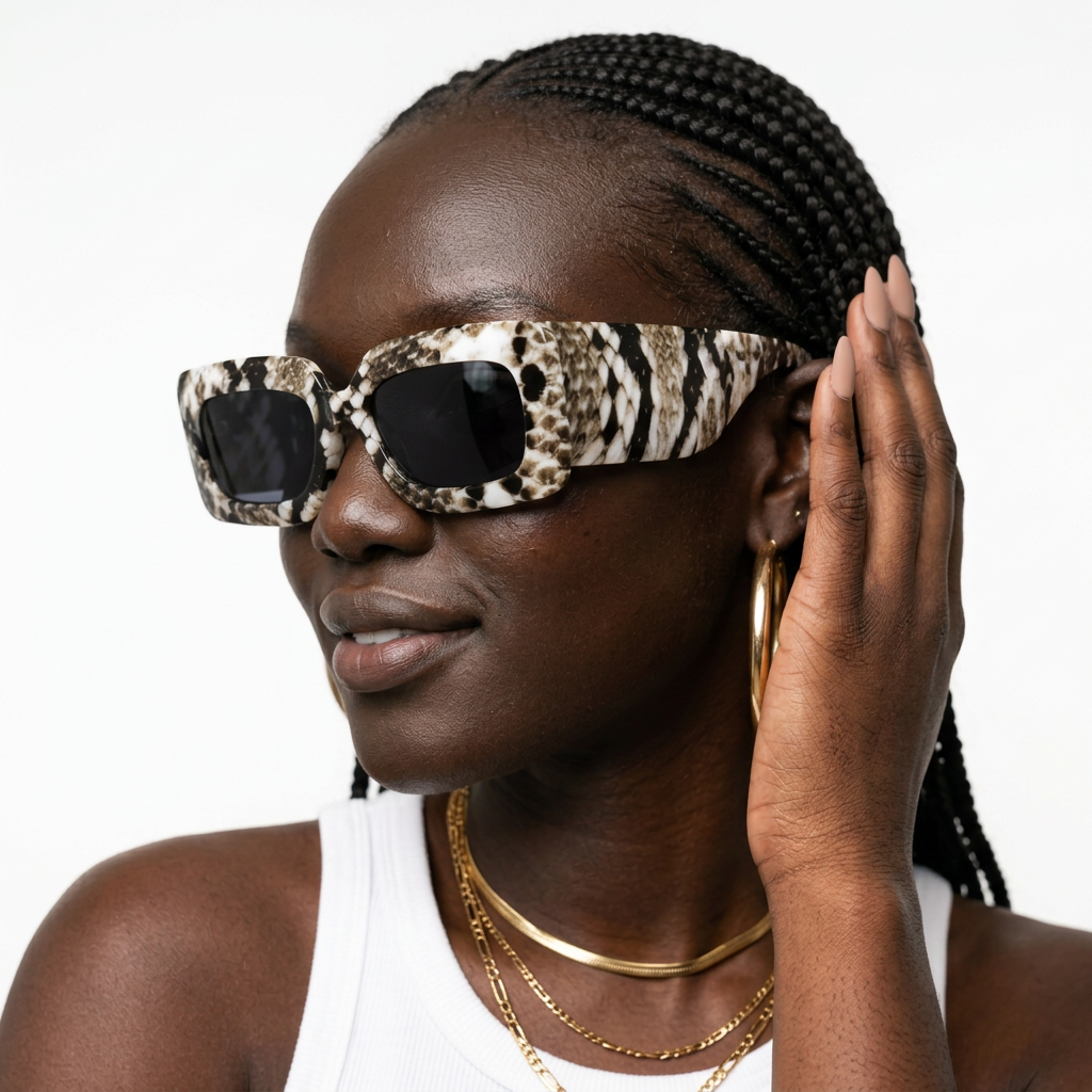 Fierce Snakeskin Square Sunglasses