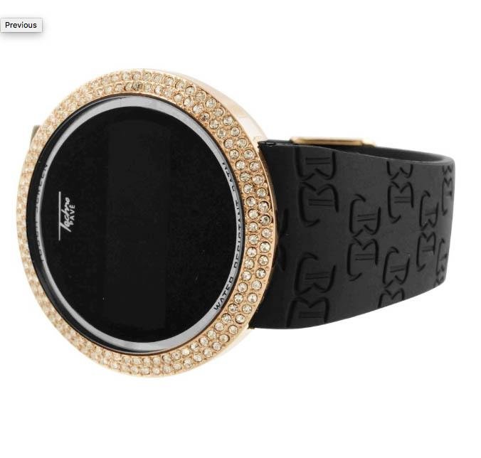 Techno Pave Iced Diamond Gold/Black Watches