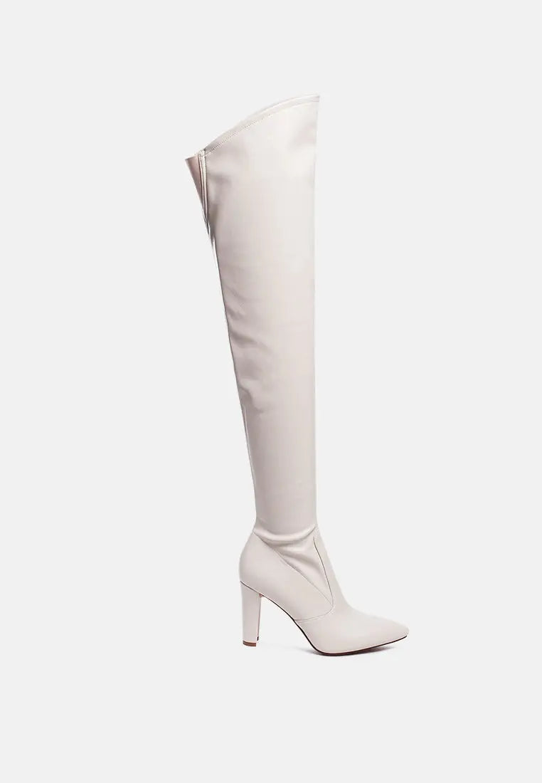 Zade Thigh High Long Boots In Stretch Patent Pu London Rag