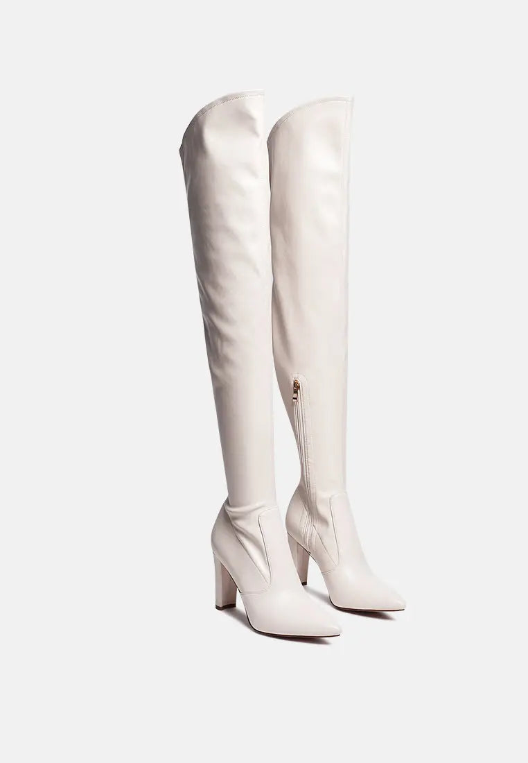 Zade Thigh High Long Boots In Stretch Patent Pu London Rag