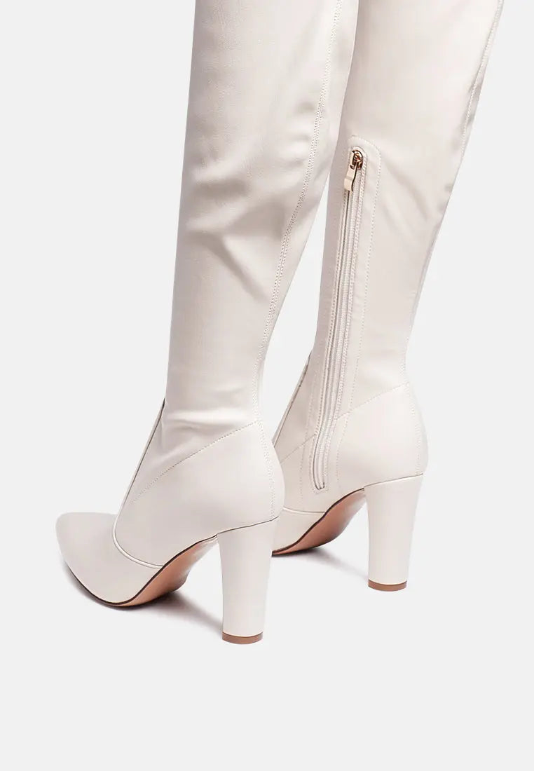 Zade Thigh High Long Boots In Stretch Patent Pu London Rag