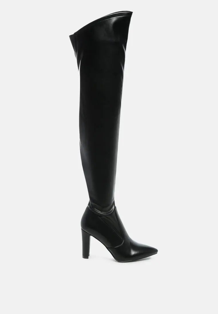 Zade Thigh High Long Boots In Stretch Patent Pu London Rag