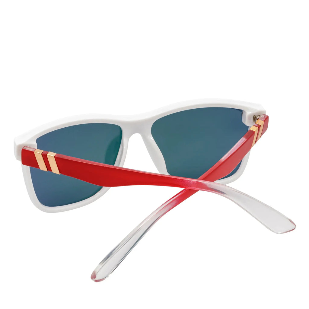 ZENITH - Mono Lens Shield Horn Rimmed Sunglasses White Red Pink Mirror Morspecs