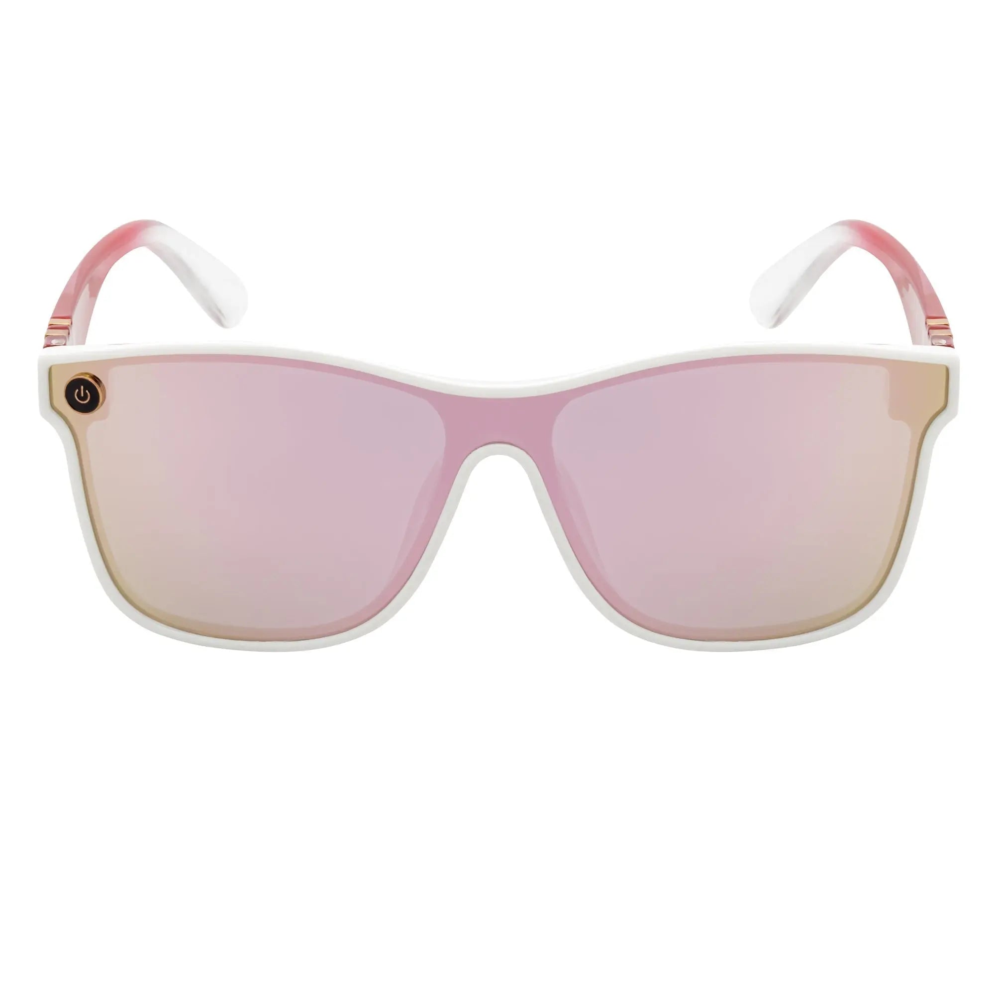 ZENITH - Mono Lens Shield Horn Rimmed Sunglasses White Red Pink Mirror Morspecs