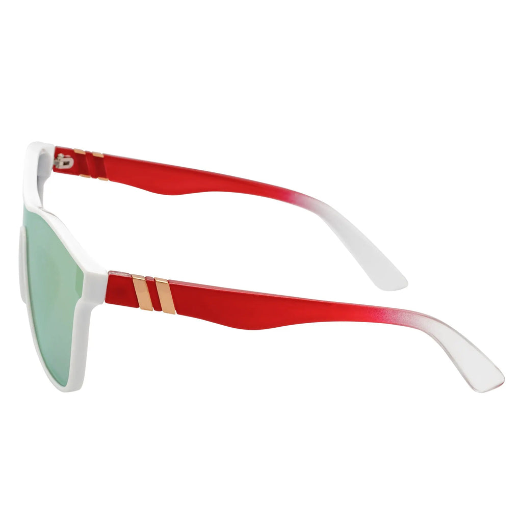 ZENITH - Mono Lens Shield Horn Rimmed Sunglasses White Red Pink Mirror Morspecs