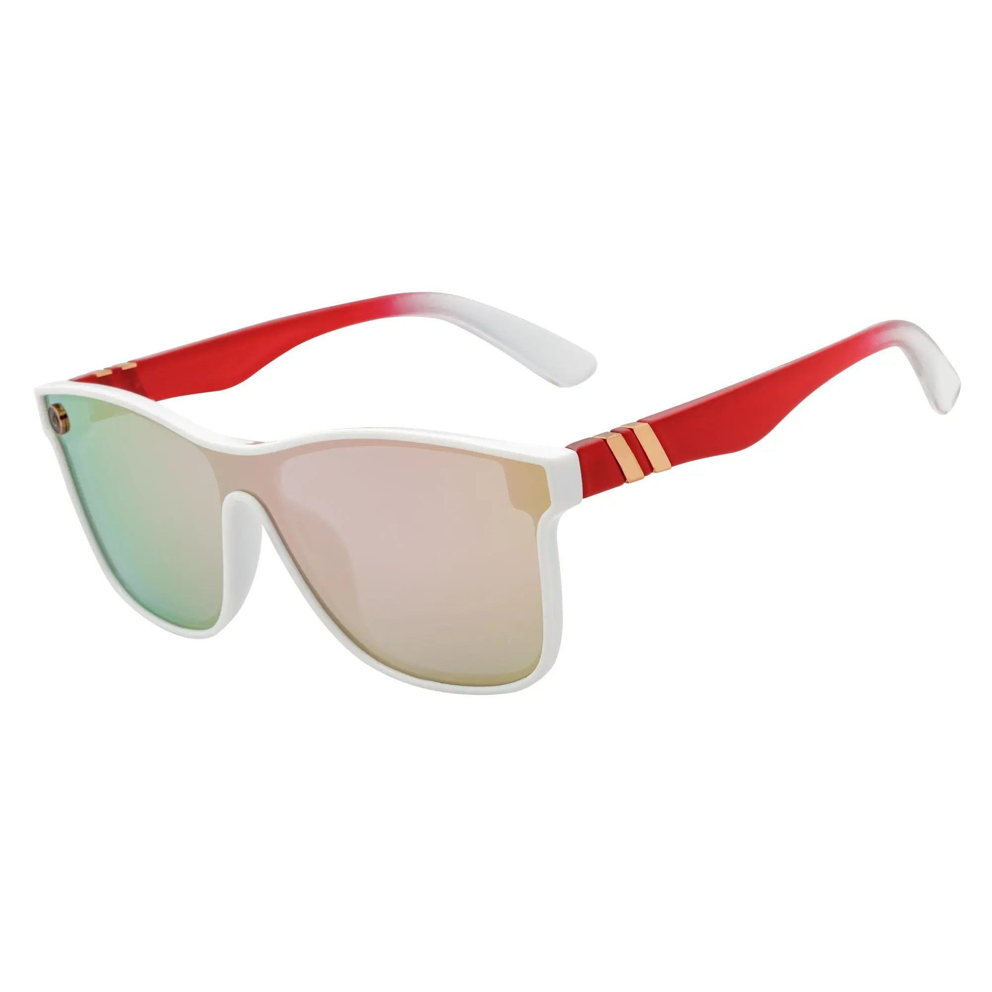ZENITH - Mono Lens Shield Horn Rimmed Sunglasses White Red Pink Mirror Morspecs