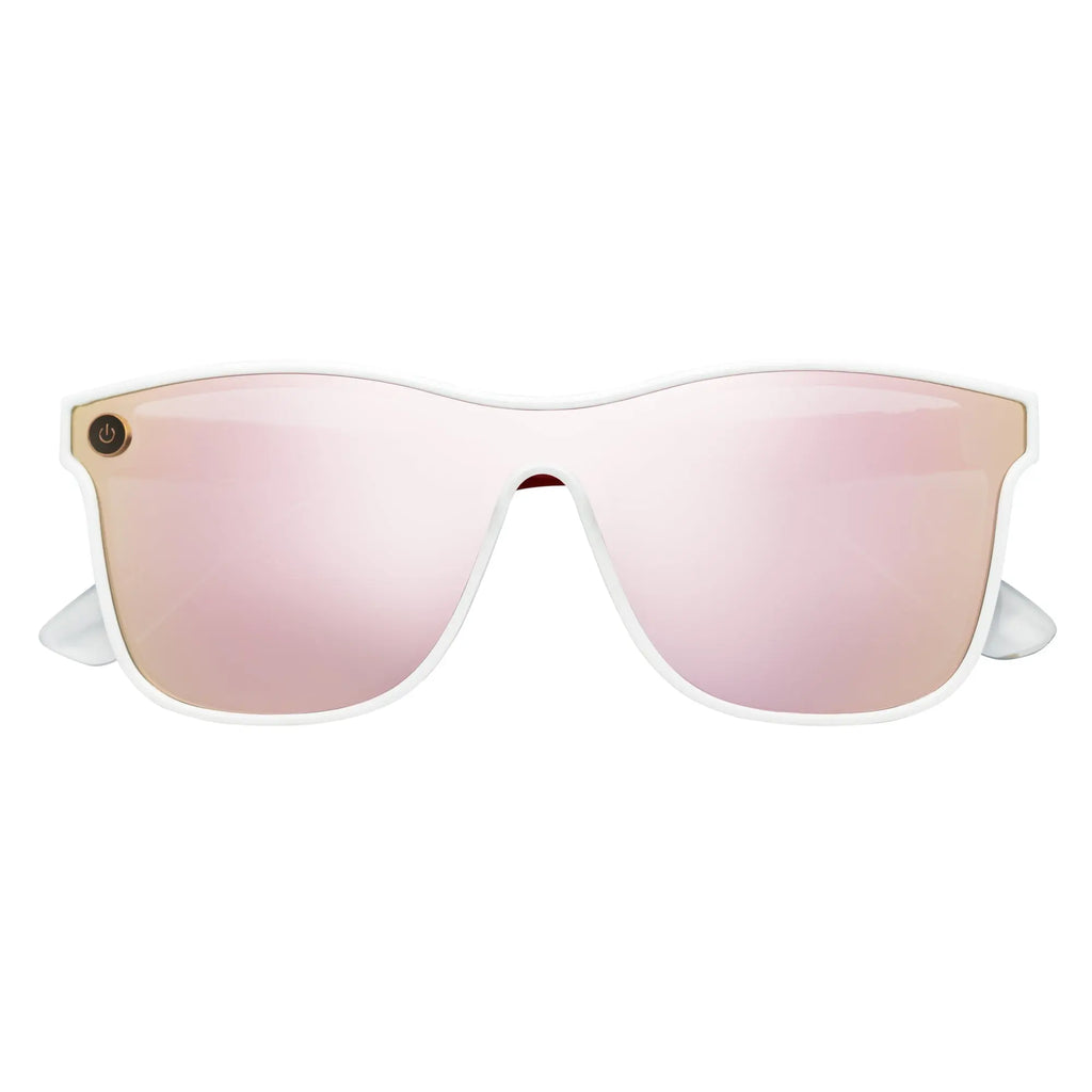 ZENITH - Mono Lens Shield Horn Rimmed Sunglasses White Red Pink Mirror Morspecs